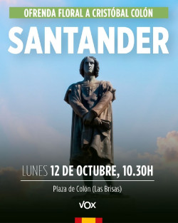 Vox celebrar&aacute; este lunes en Santander su tradicional ofrenda floral a Col&oacute;n